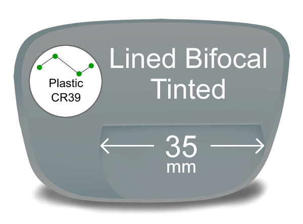 Lined Bifocal 35mm Plastic Tinted Prescription Eyeglass Lenses