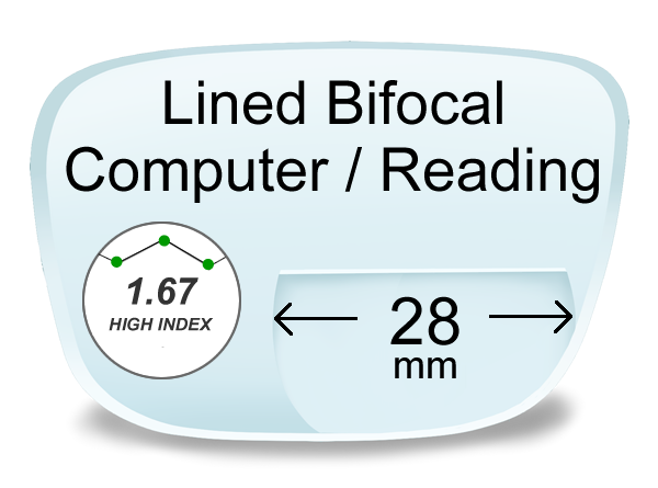 Lined Bifocal 28mm Plastic Computer Lenses