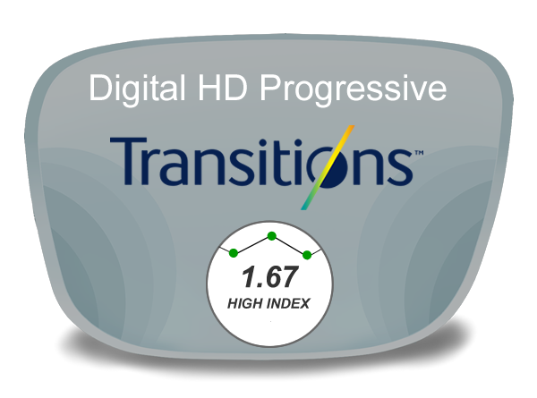 Digital (HD) Progressive High Index 1.67 Transitions Lenses