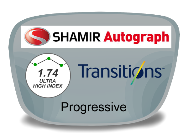 Shamir Autograph Digital (HD) Progressive High Index 1.74 Transitions Lenses