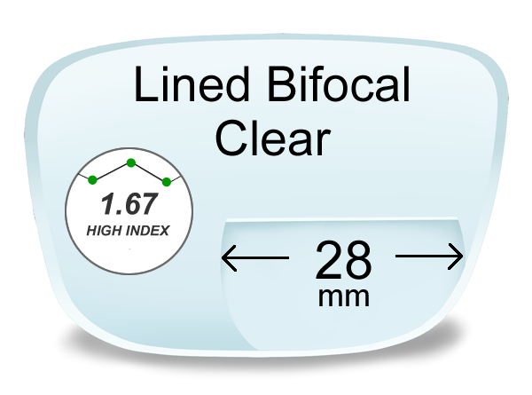 Lined Bifocal 28mm High Index 1.67 Lenses