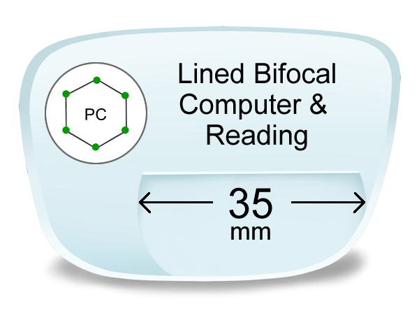 Lined Bifocal 35mm Polycarbonate Computer Lenses