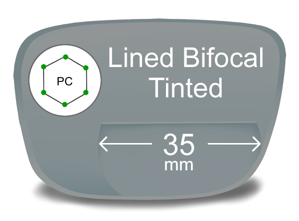 Lined Bifocal 35mm Polycarbonate Tinted Lenses