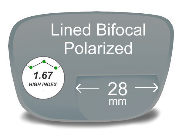 Lined Bifocal 28mm High Index 1.67 Polarized Lenses