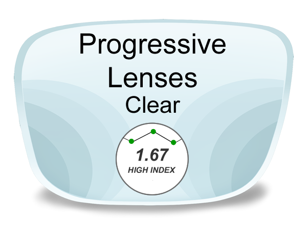 Progressive (no-line) High Index 1.67 Prescription Eyeglass Lenses