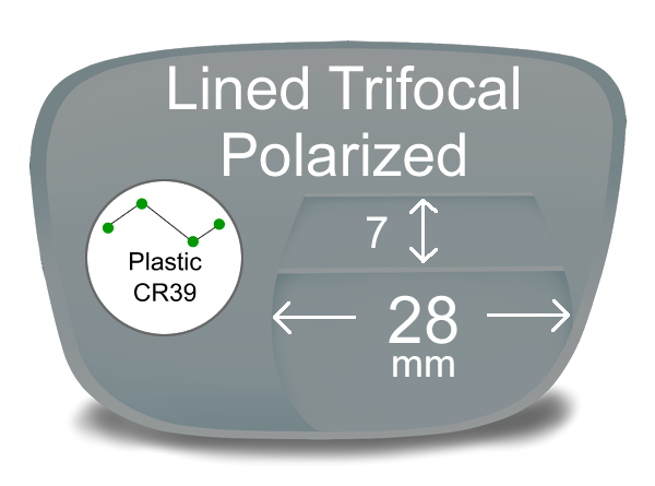Lined Trifocal 7x28 Plastic Polarized Lenses