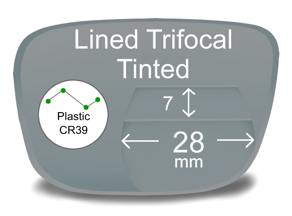 Lined Trifocal 7x28 Plastic Tinted Lenses