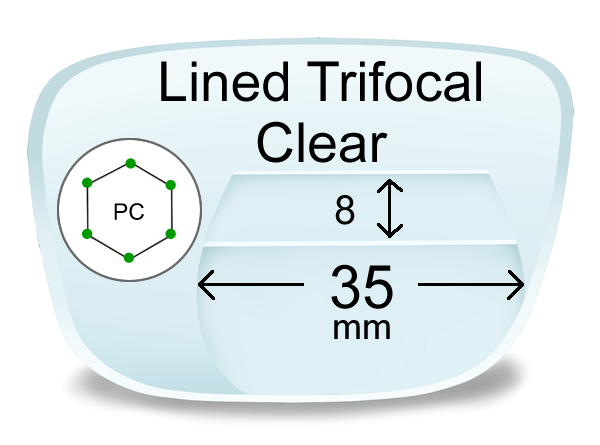 Lined Trifocal 8x35 Polycarbonate Lenses